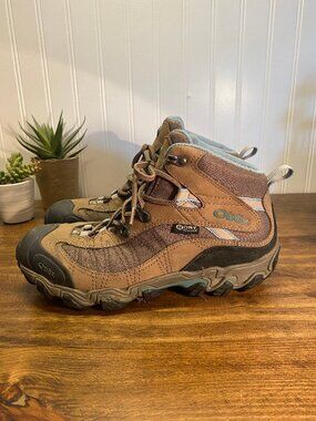 Oboz Women's Waterproof Mid Hiking Boots - Brown Teal B-DRY Trail Outdoor Shoes